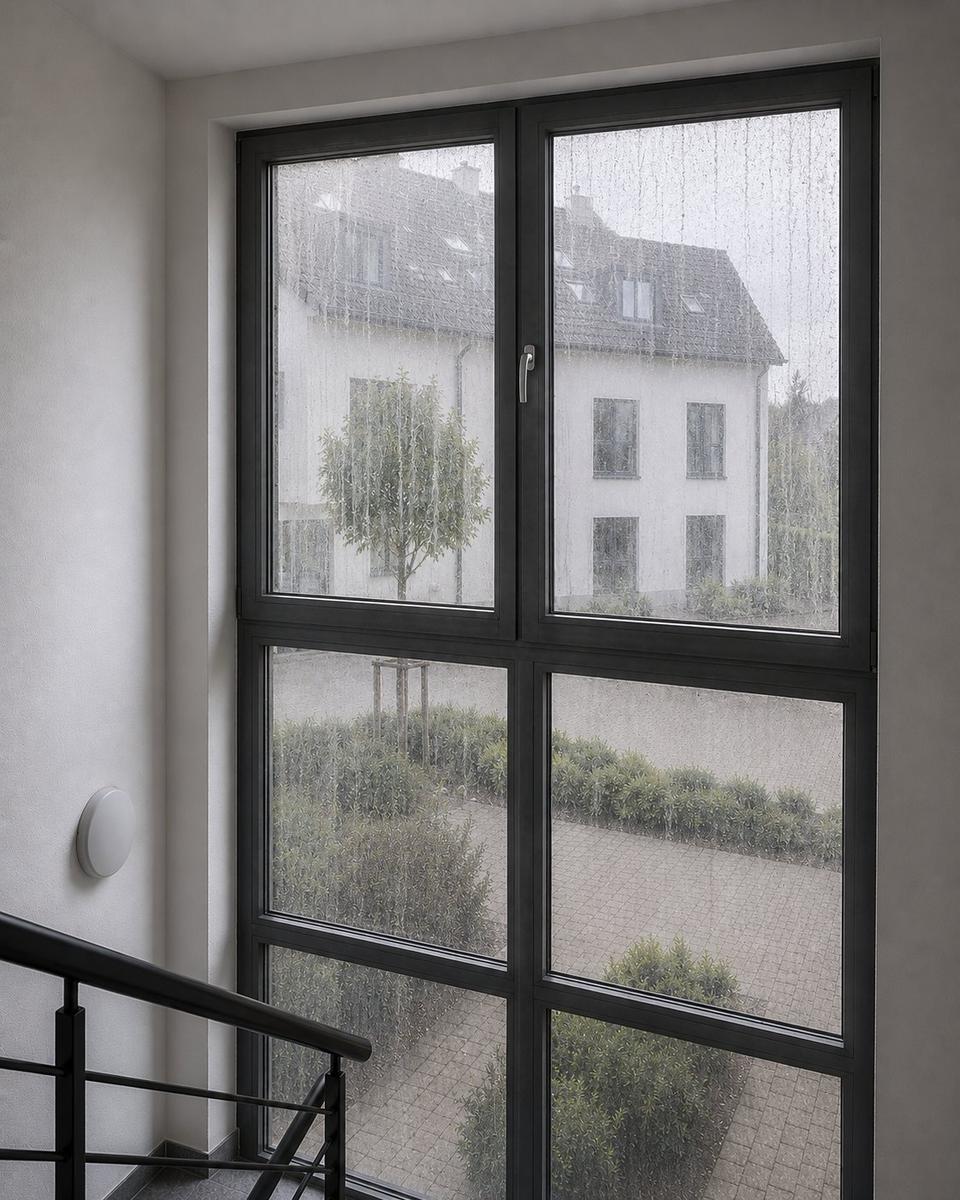 Treppenhausfenster schmutzig vorher